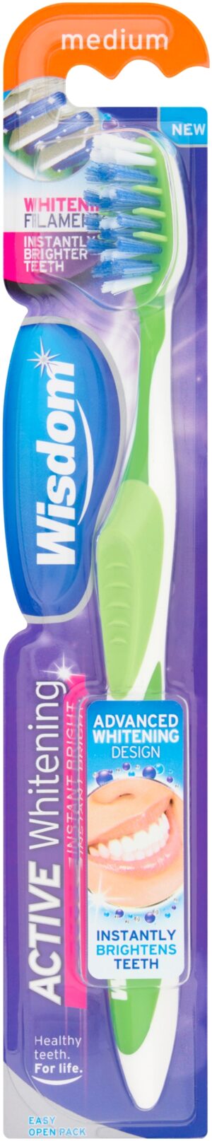 Wisdom Active Whitening Instant Bright Medium Toothbrush from Harrisons Direct