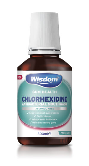 Wisdom Chlorhexidine Alcohol Free Mint Mouthwash 300ml from Harrisons Direct