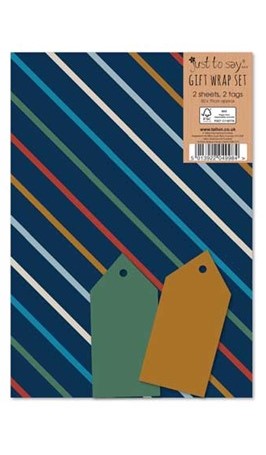 Packed Wrap 2 Sheets & 2 Tags - 3 Assorted Male Designs
