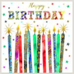 Birthday Card - Open Square Candles 160mmx160mm from Harrisons Direct
