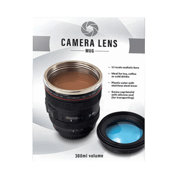 Camera Lens Mug With Lid from Harrisons Direct