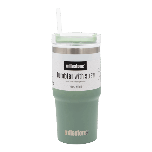 Milestone Tumbler Gradiant Green with Straw 560ml from Harrisons Direct