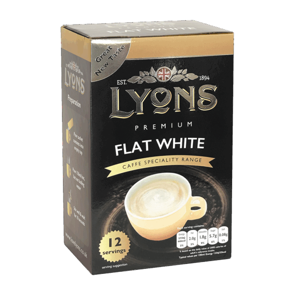 Lyons Flat White 12 x 15g from Harrisons Direct