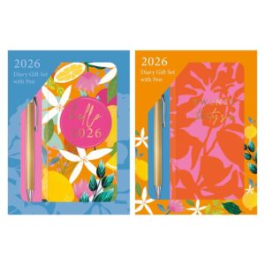 Wholesale 2026 Gift Set Diary Slim Week To View with Pen Tropical from Harrisons Direct