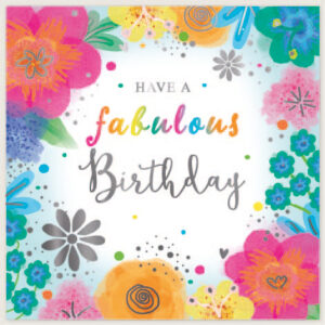 Wholesale Birthday Card - Open Square Bright Flowers 160mmx160mm from Harrisons Direct