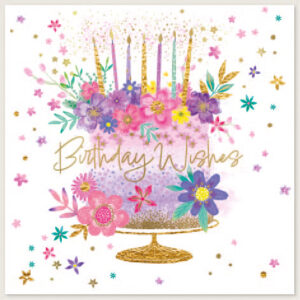 Birthday Card Open Square Birthday Cake 160mmx160mm from Harrisons Direct