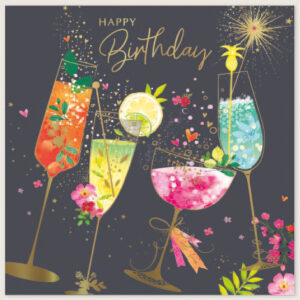 Birthday Card - Open Square Cocktails 160mmx160mm from Harrisons Direct
