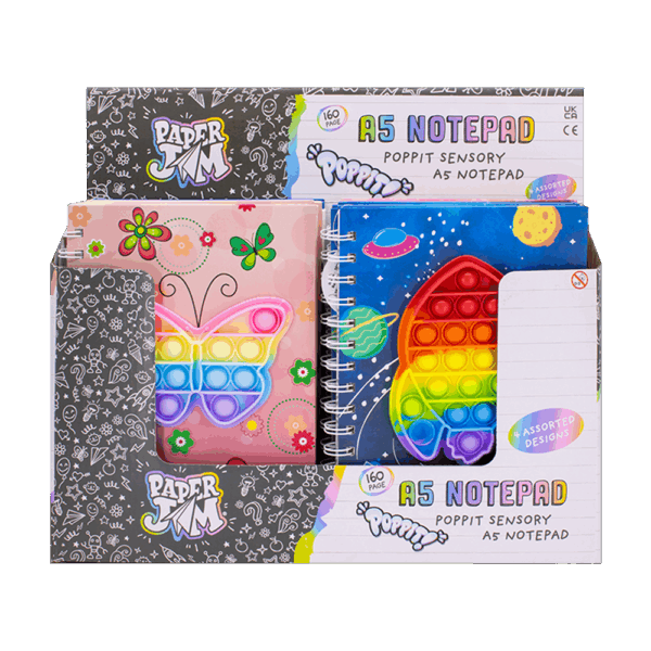 Poppit Front A5 Notebook 4 Assorted from Harrisons Direct